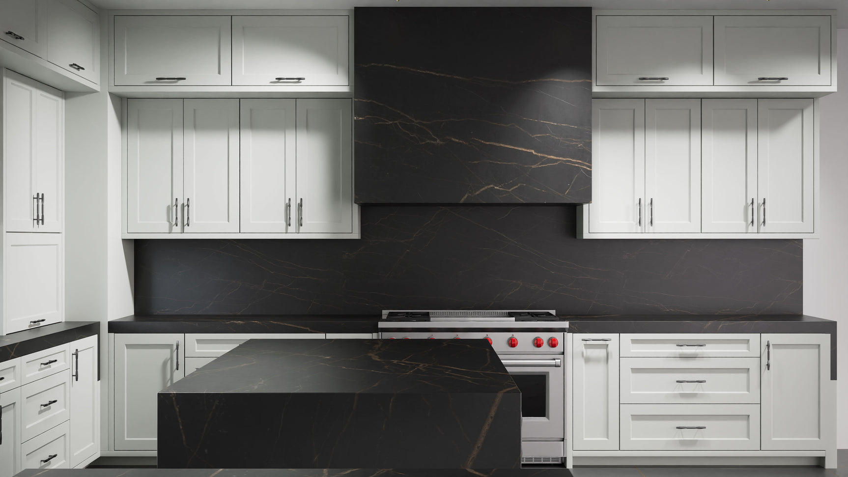 Greenfield Dove Gray ( Maple | Plain Cut [ Frameless • Satin • Painted ] - 10' X 10' Kitchen Cabinet ) | Assembled In USA