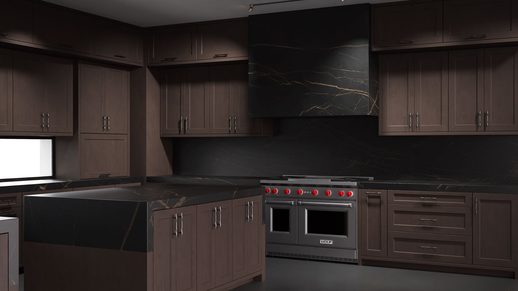 Greenfield Misty Gray ( Cherry | Plain Cut [ Frameless • Satin • Stained ] - 10' X 10' Kitchen Cabinet ) | Assembled In USA