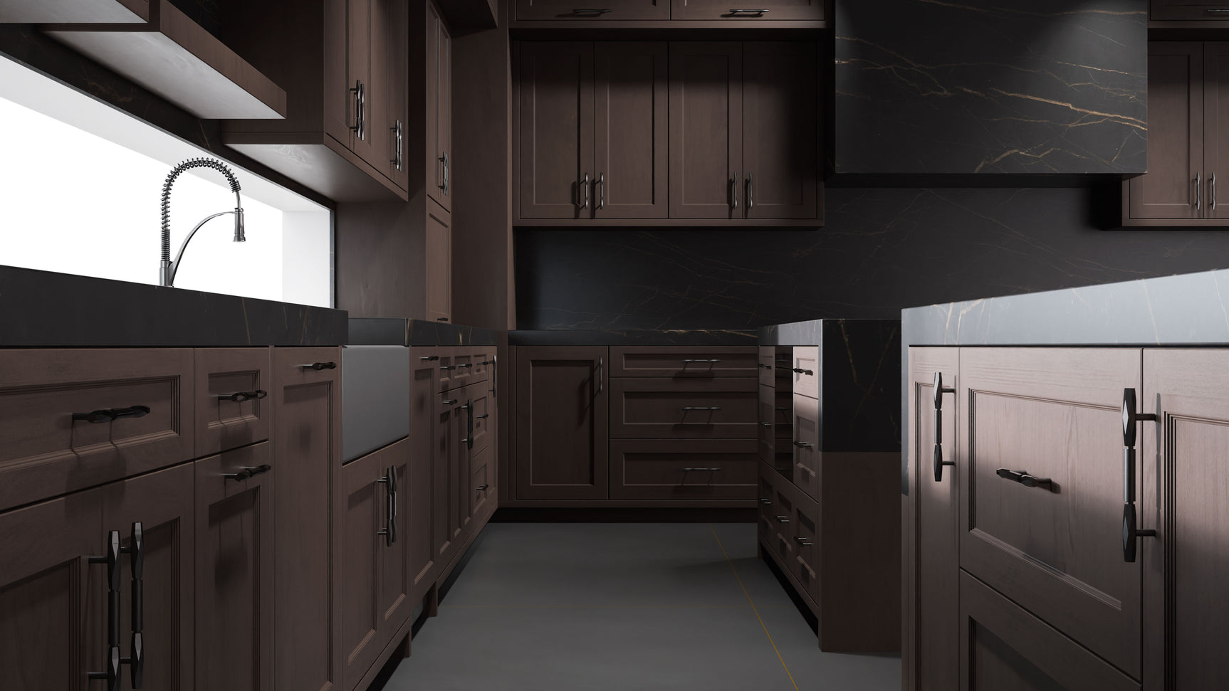 Greenfield Misty Gray ( Cherry | Plain Cut [ Frameless • Satin • Stained ] - 10' X 10' Kitchen Cabinet ) | Assembled In USA