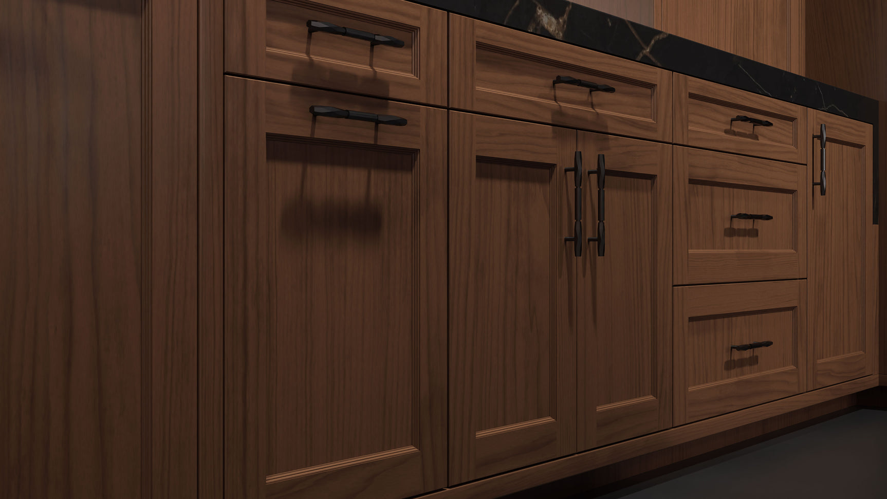 Greenfield Natural Walnut ( Walnut | Plain Cut [ Frameless • Satin • Stained ] - 10' X 10' Kitchen Cabinet ) | Assembled In USA