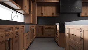 Greenfield Natural Walnut ( Walnut | Plain Cut [ Frameless • Satin • Stained ] - 10' X 10' Kitchen Cabinet ) | Assembled In USA