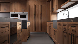 Greenfield Natural Walnut ( Walnut | Plain Cut [ Frameless • Satin • Stained ] - 10' X 10' Kitchen Cabinet ) | Assembled In USA