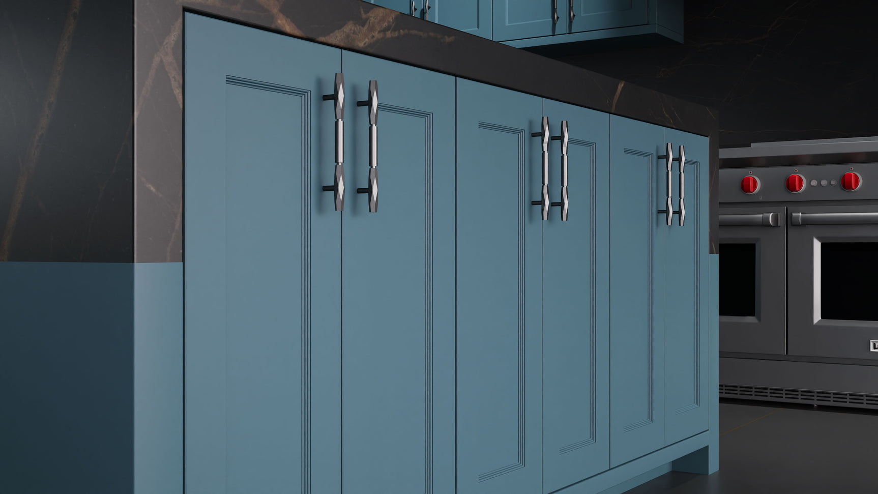 Greenfield Oceana Blue ( Maple | Plain Cut [ Frameless • Satin • Painted ] - 10' X 10' Kitchen Cabinet ) | Assembled In USA