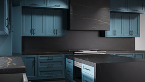 Greenfield Oceana Blue ( Maple | Plain Cut [ Frameless • Satin • Painted ] - 10' X 10' Kitchen Cabinet ) | Assembled In USA