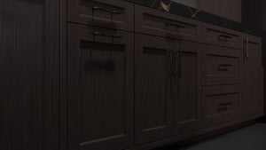 Greenfield Onyx Cherry ( Cherry | Plain Cut [ Frameless • Satin • Stained ] - 10' X 10' Kitchen Cabinet ) | Assembled In USA