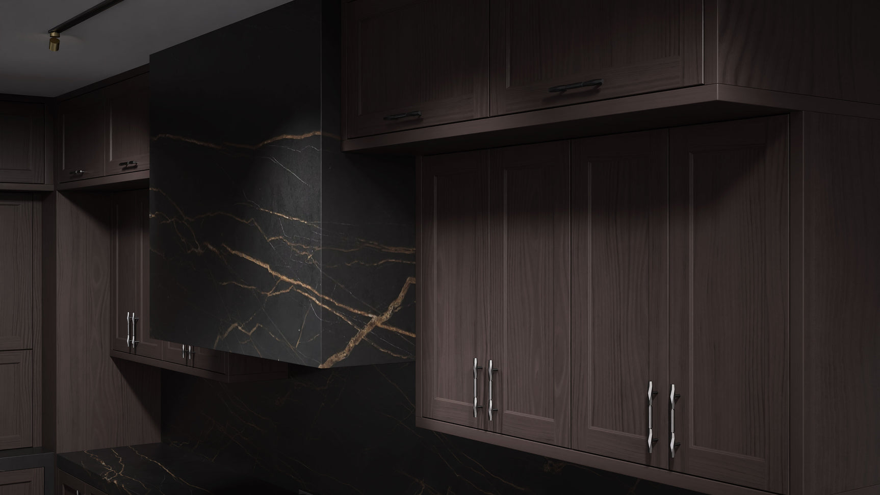 Greenfield Onyx Cherry ( Cherry | Plain Cut [ Frameless • Satin • Stained ] - 10' X 10' Kitchen Cabinet ) | Assembled In USA