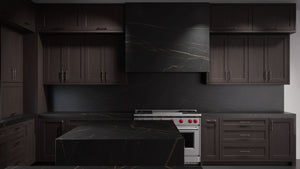 Greenfield Onyx Cherry ( Cherry | Plain Cut [ Frameless • Satin • Stained ] - 10' X 10' Kitchen Cabinet ) | Assembled In USA