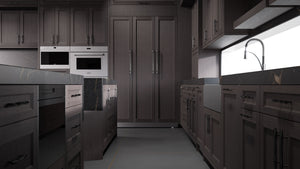 Greenfield Onyx Oak ( White_Oak | Rift Cut [ Frameless • Wire Brushed • Stained ] - 10' X 10' Kitchen Cabinet ) | Assembled In USA