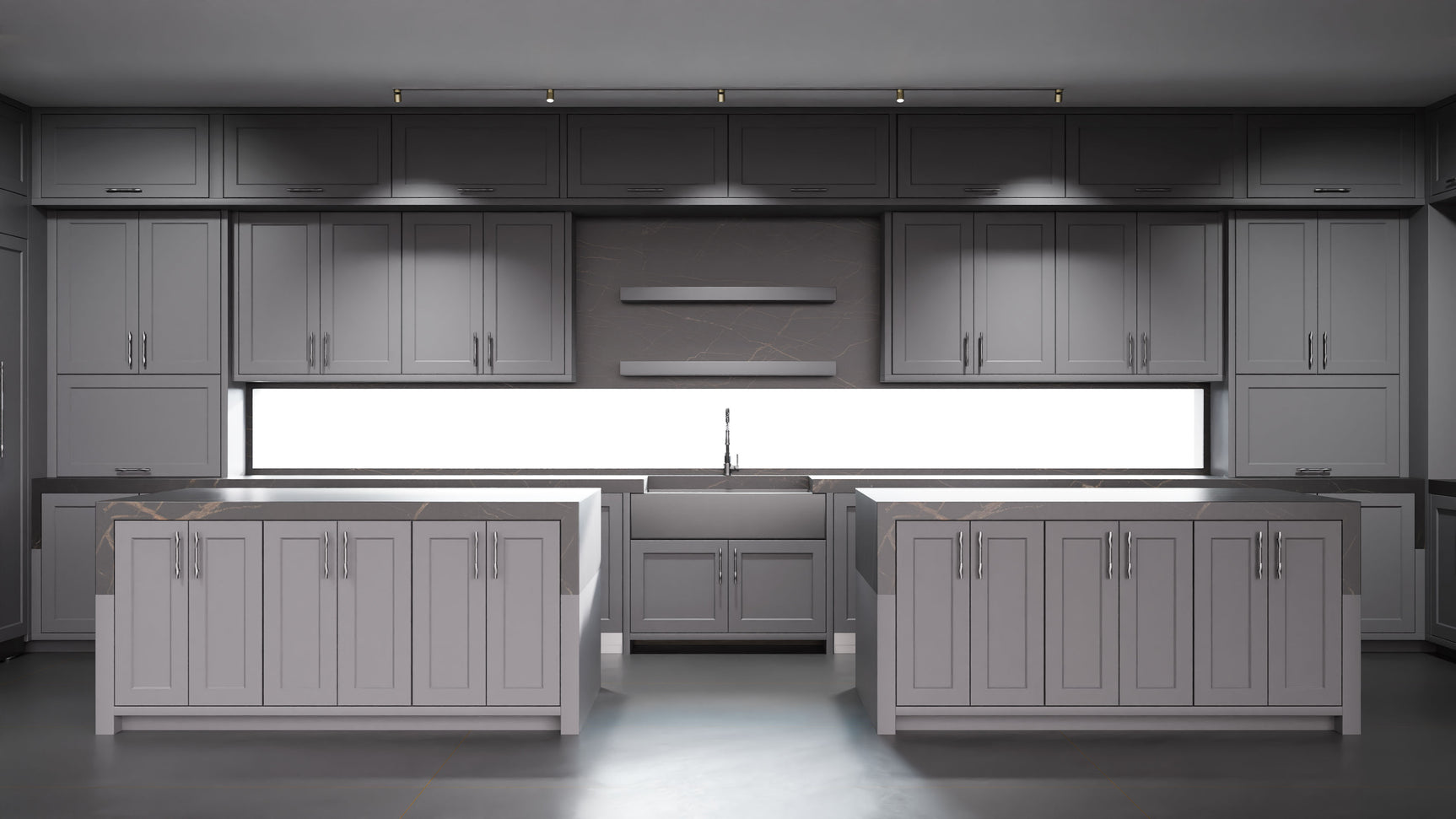 Greenfield Peppercorn ( Maple | Plain Cut [ Frameless • Satin • Painted ] - 10' X 10' Kitchen Cabinet ) | Assembled In USA