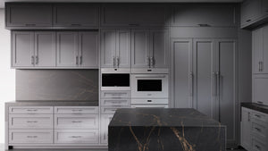 Greenfield Peppercorn ( Maple | Plain Cut [ Frameless • Satin • Painted ] - 10' X 10' Kitchen Cabinet ) | Assembled In USA