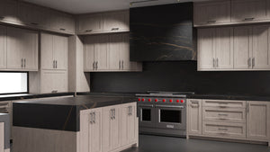 Greenfield Pewter Cherry ( Cherry | Plain Cut [ Frameless • Satin • Stained ] - 10' X 10' Kitchen Cabinet ) | Assembled In USA