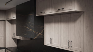 Greenfield Pewter Cherry ( Cherry | Plain Cut [ Frameless • Satin • Stained ] - 10' X 10' Kitchen Cabinet ) | Assembled In USA