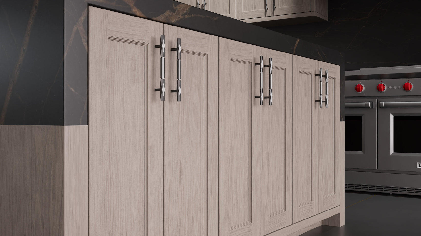 Greenfield Pewter Cherry ( Cherry | Plain Cut [ Frameless • Satin • Stained ] - 10' X 10' Kitchen Cabinet ) | Assembled In USA