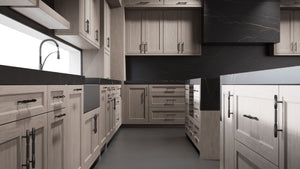 Greenfield Pewter Cherry ( Cherry | Plain Cut [ Frameless • Satin • Stained ] - 10' X 10' Kitchen Cabinet ) | Assembled In USA