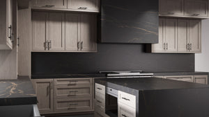 Greenfield Pewter Cherry ( Cherry | Plain Cut [ Frameless • Satin • Stained ] - 10' X 10' Kitchen Cabinet ) | Assembled In USA