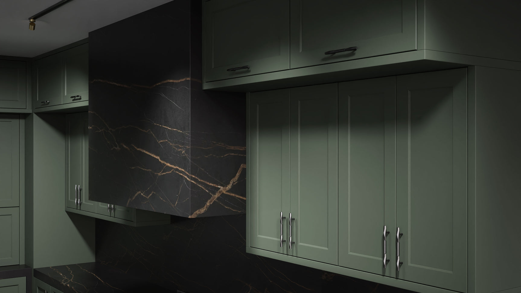 Greenfield Pewter Green ( Maple | Plain Cut [ Frameless • Satin • Painted ] - 10' X 10' Kitchen Cabinet ) | Assembled In USA