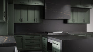 Greenfield Pewter Green ( Maple | Plain Cut [ Frameless • Satin • Painted ] - 10' X 10' Kitchen Cabinet ) | Assembled In USA