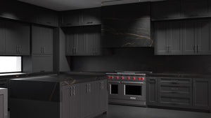 Greenfield Simply Black ( Maple | Plain Cut [ Frameless • Satin • Painted ] - 10' X 10' Kitchen Cabinet ) | Assembled In USA