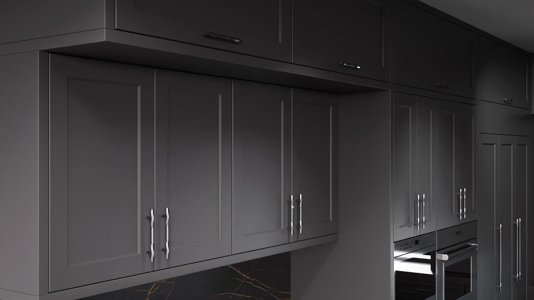 Greenfield Simply Black ( Maple | Plain Cut [ Frameless • Satin • Painted ] - 10' X 10' Kitchen Cabinet ) | Assembled In USA