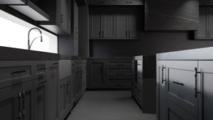 Greenfield Simply Black ( Maple | Plain Cut [ Frameless • Satin • Painted ] - 10' X 10' Kitchen Cabinet ) | Assembled In USA