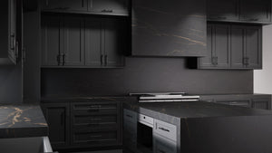 Greenfield Simply Black ( Maple | Plain Cut [ Frameless • Satin • Painted ] - 10' X 10' Kitchen Cabinet ) | Assembled In USA