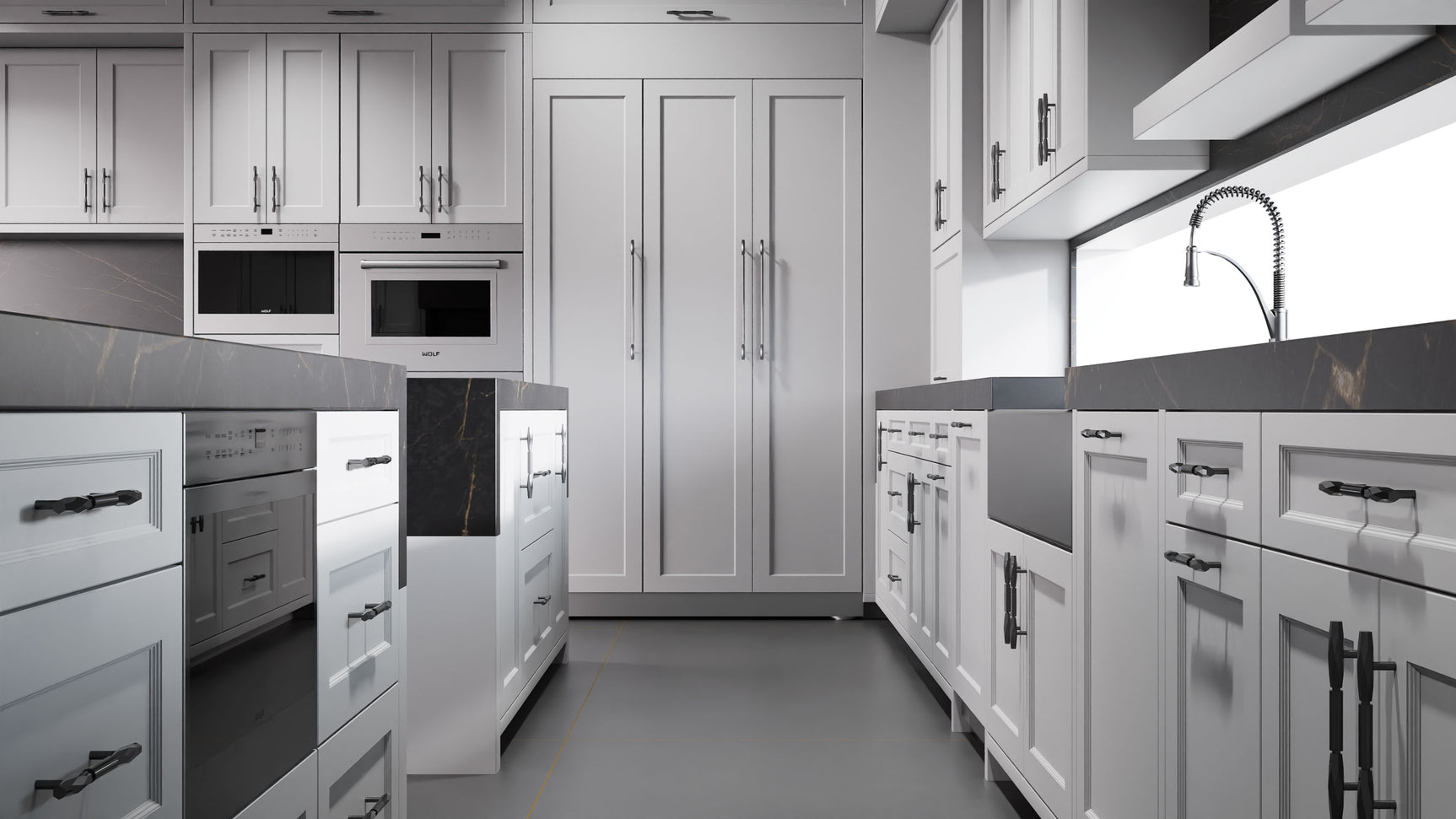 Greenfield Simply Gray ( Maple | Plain Cut [ Frameless • Satin • Painted ] - 10' X 10' Kitchen Cabinet ) | Assembled In USA