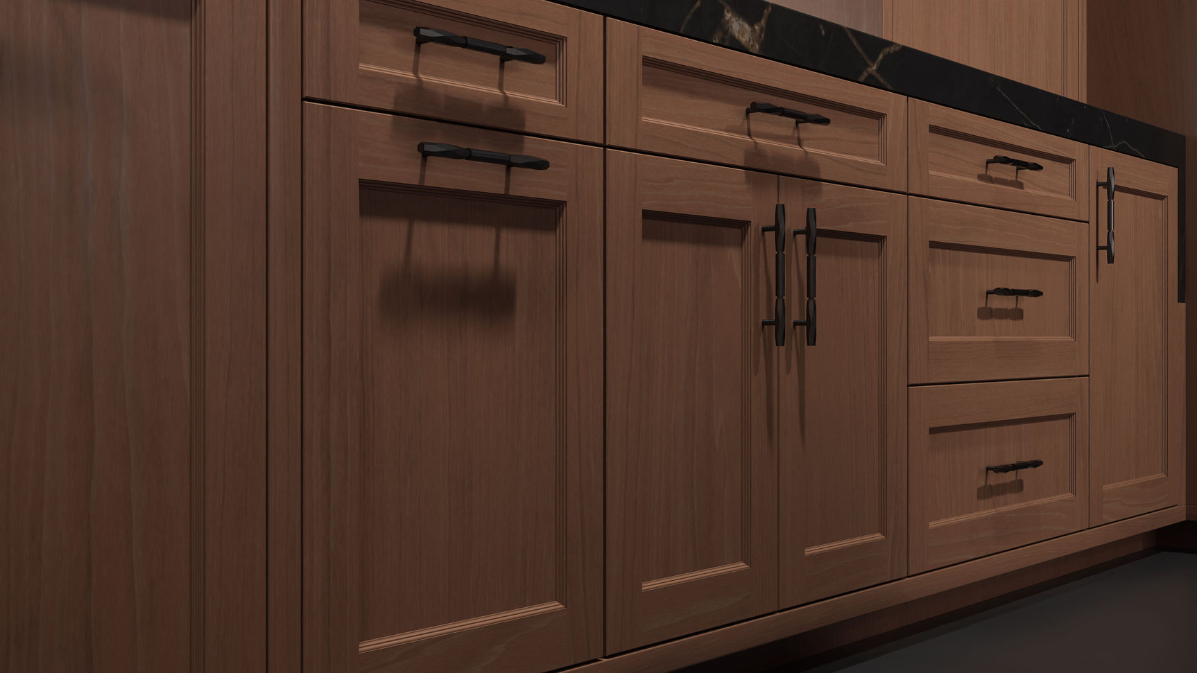 Greenfield Washed Walnut ( Walnut | Plain Cut [ Frameless • Satin • Stained ] - 10' X 10' Kitchen Cabinet ) | Assembled In USA