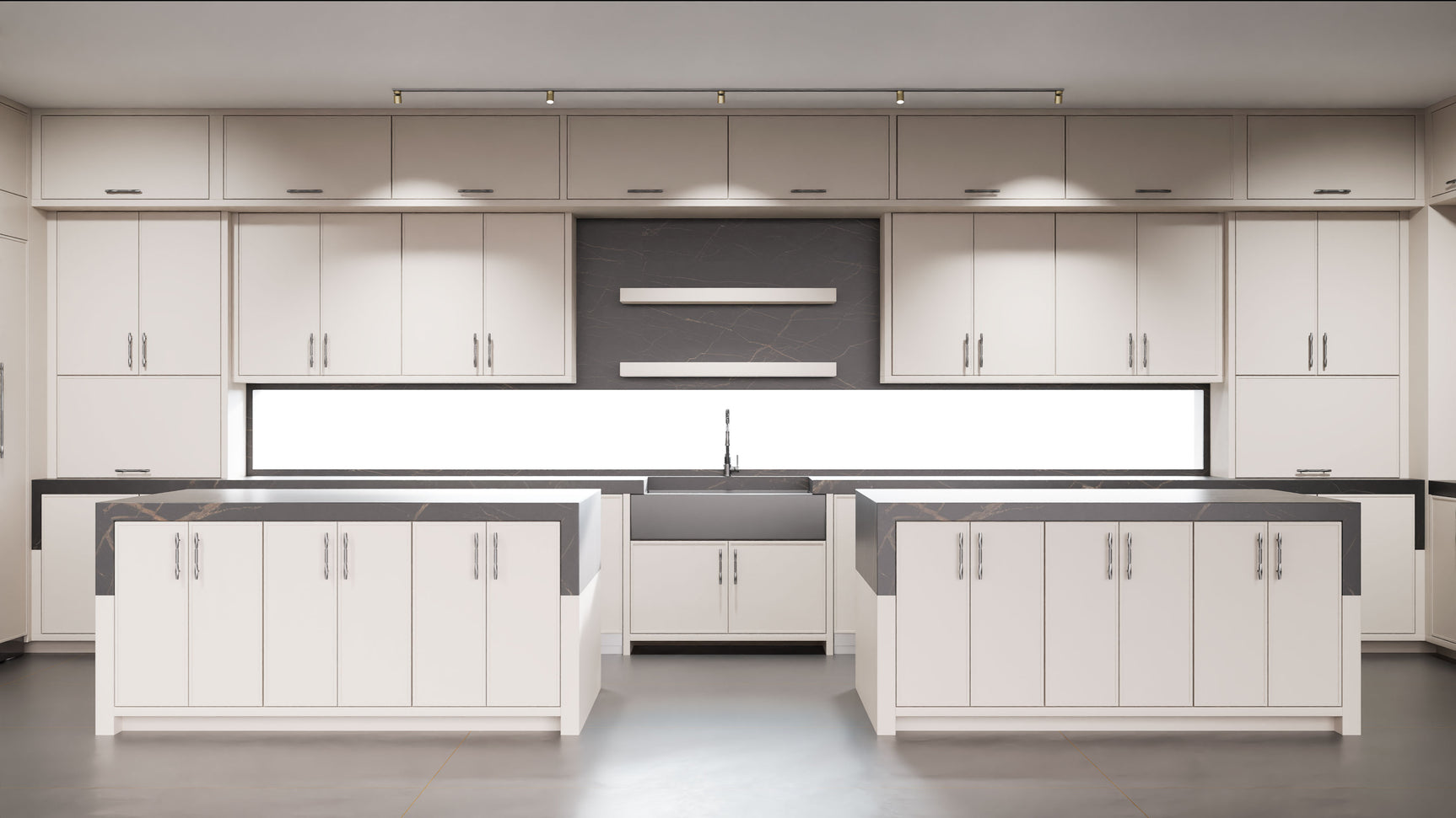 Hampton Square Anew Gray ( Maple | Plain Cut [ Frameless • Satin • Painted ] - 10' X 10' Kitchen Cabinet ) | Assembled In USA