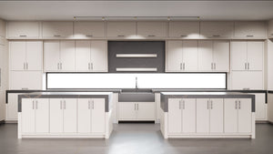 Hampton Square Anew Gray ( Maple | Plain Cut [ Frameless • Satin • Painted ] - 10' X 10' Kitchen Cabinet ) | Assembled In USA