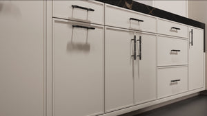 Hampton Square Anew Gray ( Maple | Plain Cut [ Frameless • Satin • Painted ] - 10' X 10' Kitchen Cabinet ) | Assembled In USA