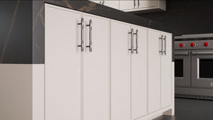 Hampton Square Anew Gray ( Maple | Plain Cut [ Frameless • Satin • Painted ] - 10' X 10' Kitchen Cabinet ) | Assembled In USA