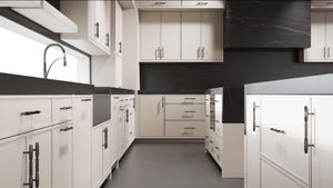 Hampton Square Anew Gray ( Maple | Plain Cut [ Frameless • Satin • Painted ] - 10' X 10' Kitchen Cabinet ) | Assembled In USA