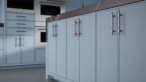 Hampton Square Blue Slate ( Maple | Plain Cut [ Frameless • Satin • Painted ] - 10' X 10' Kitchen Cabinet ) | Assembled In USA