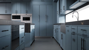 Hampton Square Blue Slate ( Maple | Plain Cut [ Frameless • Satin • Painted ] - 10' X 10' Kitchen Cabinet ) | Assembled In USA