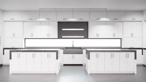 Hampton Square Bright White ( Maple | Plain Cut [ Frameless • Satin • Painted ] - 10' X 10' Kitchen Cabinet ) | Assembled In USA