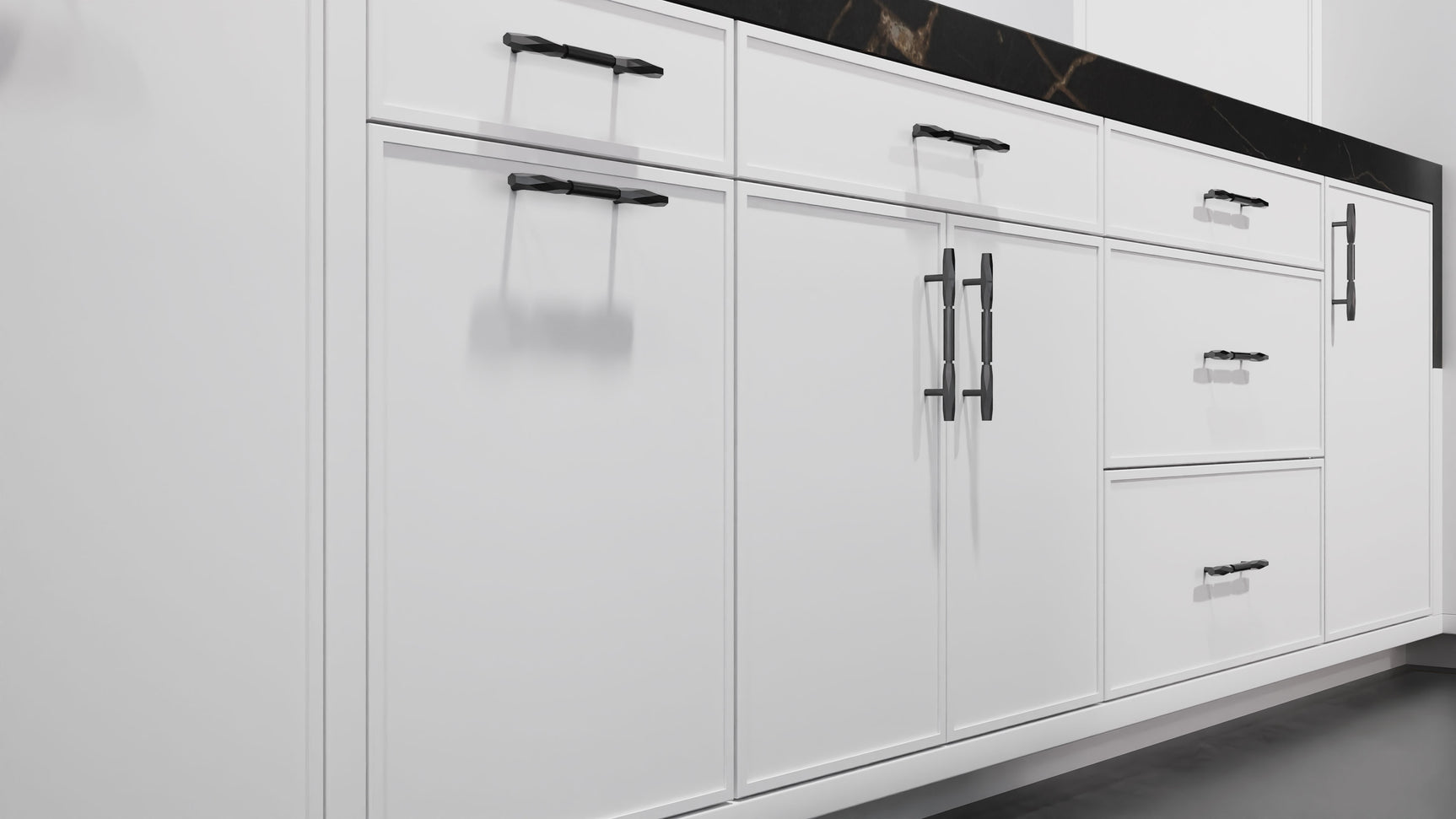 Hampton Square Bright White ( Maple | Plain Cut [ Frameless • Satin • Painted ] - 10' X 10' Kitchen Cabinet ) | Assembled In USA