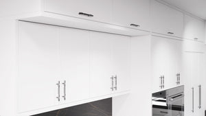 Hampton Square Bright White ( Maple | Plain Cut [ Frameless • Satin • Painted ] - 10' X 10' Kitchen Cabinet ) | Assembled In USA