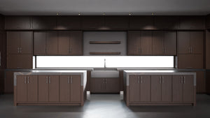 Hampton Square Cherry Black Walnut ( Cherry | Plain Cut [ Frameless • Satin • Stained ] - 10' X 10' Kitchen Cabinet ) | Assembled In USA