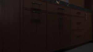 Hampton Square Cherry Black Walnut ( Cherry | Plain Cut [ Frameless • Satin • Stained ] - 10' X 10' Kitchen Cabinet ) | Assembled In USA