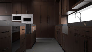 Hampton Square Cherry Black Walnut ( Cherry | Plain Cut [ Frameless • Satin • Stained ] - 10' X 10' Kitchen Cabinet ) | Assembled In USA