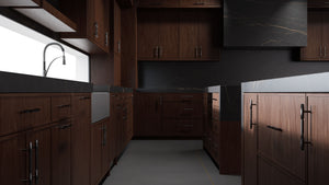 Hampton Square Cherry Cognac ( Cherry | Plain Cut [ Frameless • Satin • Stained ] - 10' X 10' Kitchen Cabinet ) | Assembled In USA