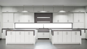 Hampton Square Dove Gray ( Maple | Plain Cut [ Frameless • Satin • Painted ] - 10' X 10' Kitchen Cabinet ) | Assembled In USA