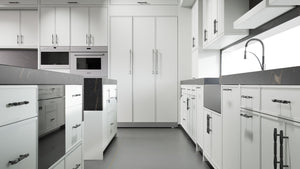 Hampton Square Dove Gray ( Maple | Plain Cut [ Frameless • Satin • Painted ] - 10' X 10' Kitchen Cabinet ) | Assembled In USA