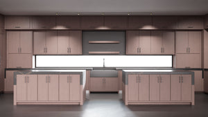 Hampton Square Driftwood Cherry ( Cherry | Plain Cut [ Frameless • Satin • Stained ] - 10' X 10' Kitchen Cabinet ) | Assembled In USA