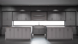 Hampton Square Iron Ore ( Maple | Plain Cut [ Frameless • Satin • Painted ] - 10' X 10' Kitchen Cabinet ) | Assembled In USA