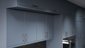 Hampton Square Midnight Blue ( Maple | Plain Cut [ Frameless • Satin • Painted ] - 10' X 10' Kitchen Cabinet ) | Assembled In USA