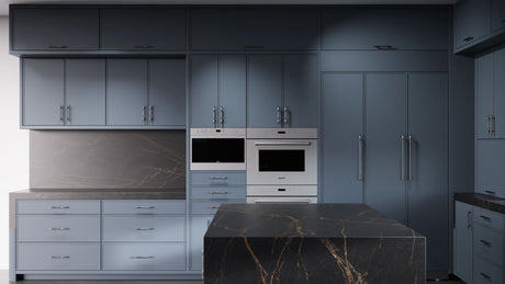 Hampton Square Midnight Blue ( Maple | Plain Cut [ Frameless • Satin • Painted ] - 10' X 10' Kitchen Cabinet ) | Assembled In USA