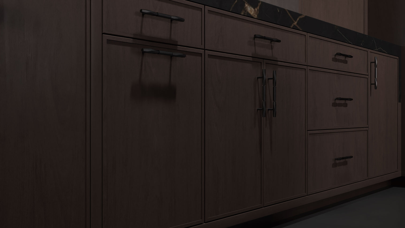 Hampton Square Misty Gray ( Cherry | Plain Cut [ Frameless • Satin • Stained ] - 10' X 10' Kitchen Cabinet ) | Assembled In USA