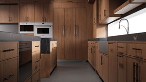 Hampton Square Natural Walnut ( Walnut | Plain Cut [ Frameless • Satin • Stained ] - 10' X 10' Kitchen Cabinet ) | Assembled In USA