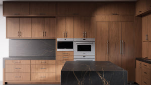 Hampton Square Natural Walnut ( Walnut | Plain Cut [ Frameless • Satin • Stained ] - 10' X 10' Kitchen Cabinet ) | Assembled In USA